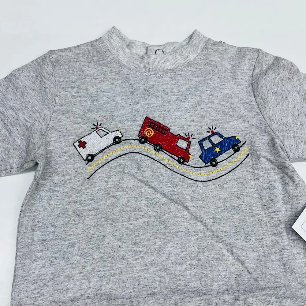NWT Bailey Boys 6M Emergency Vehicles Knit Romper
